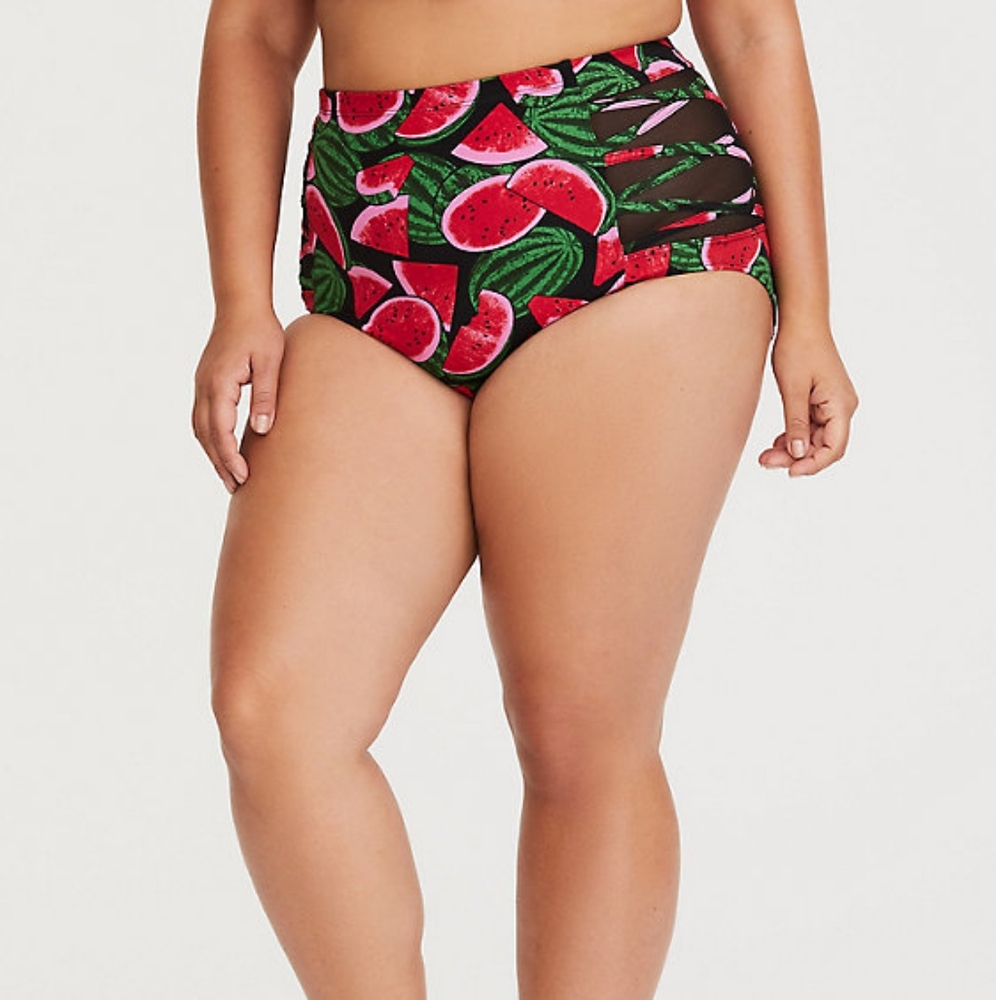 Torrid WATERMELON LATTICE MESH SWIM BOTTOM